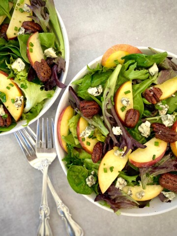 2 bowls of peach salad