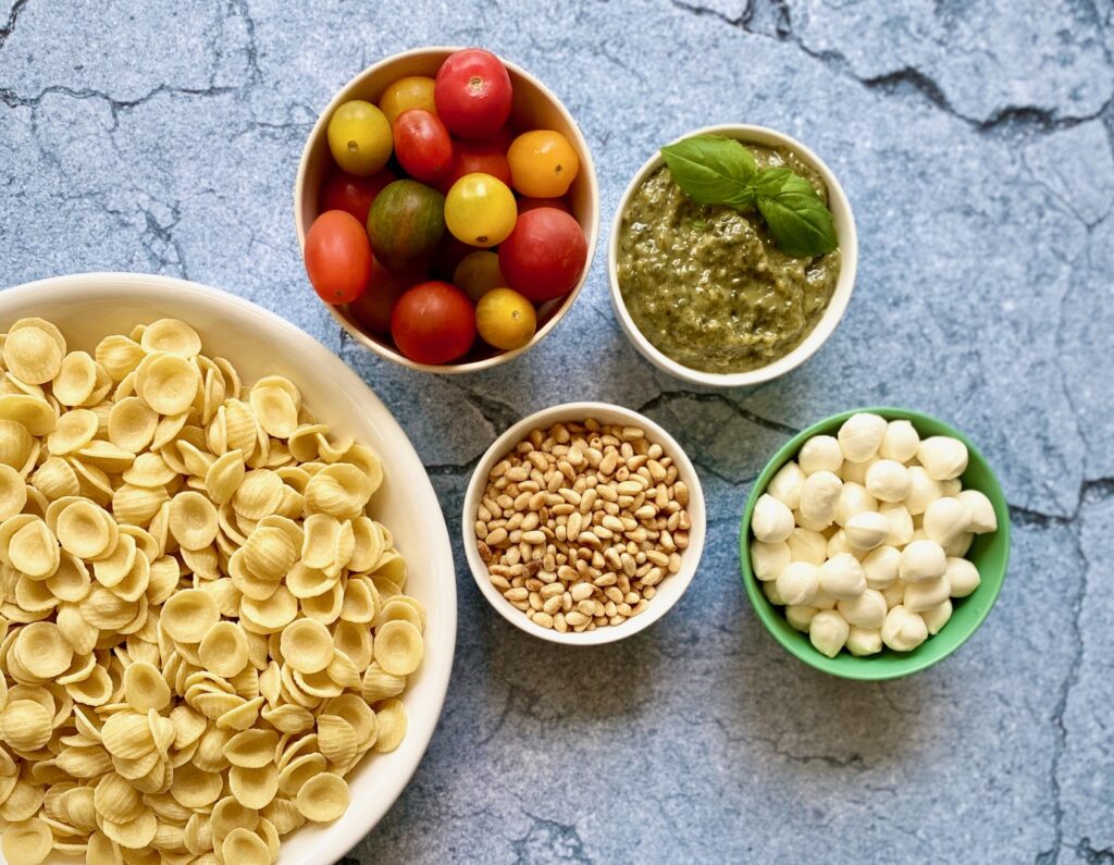 Pesto pasta ingredients
