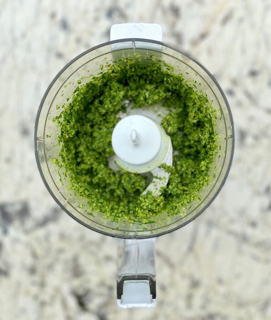 chopped ingredients for pesto
