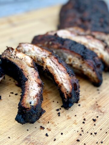 pieces of ribs on cutting board