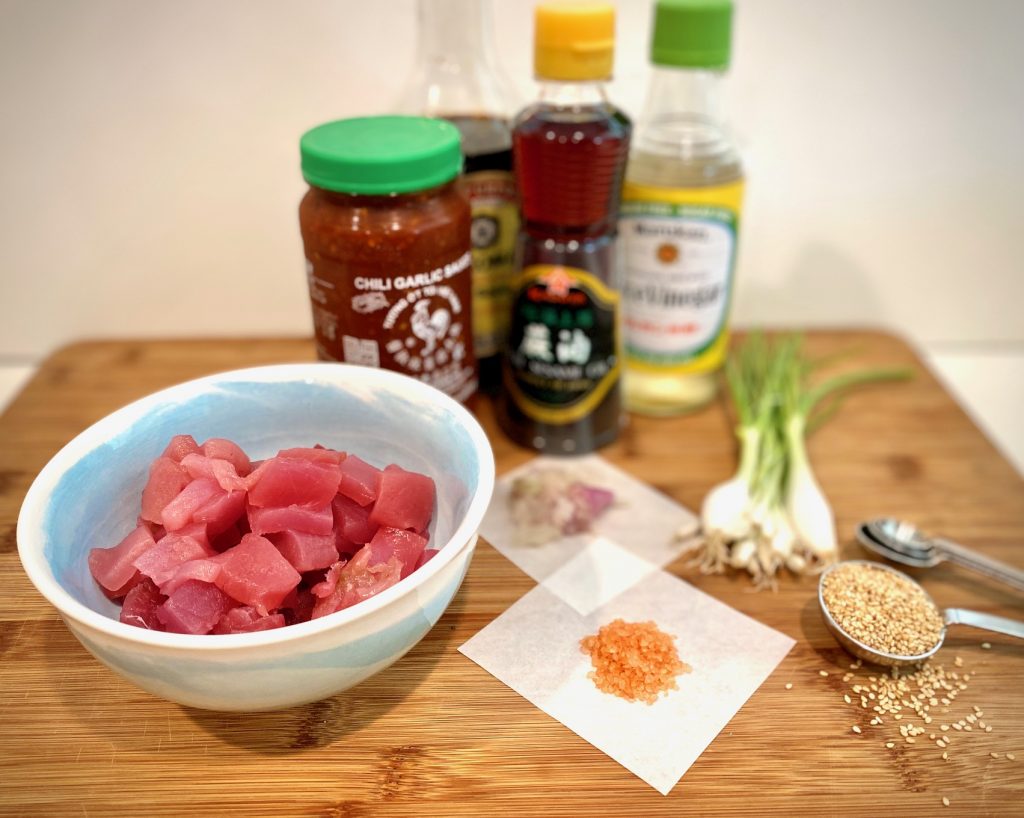 ingredients for ahi tuna poke sauce