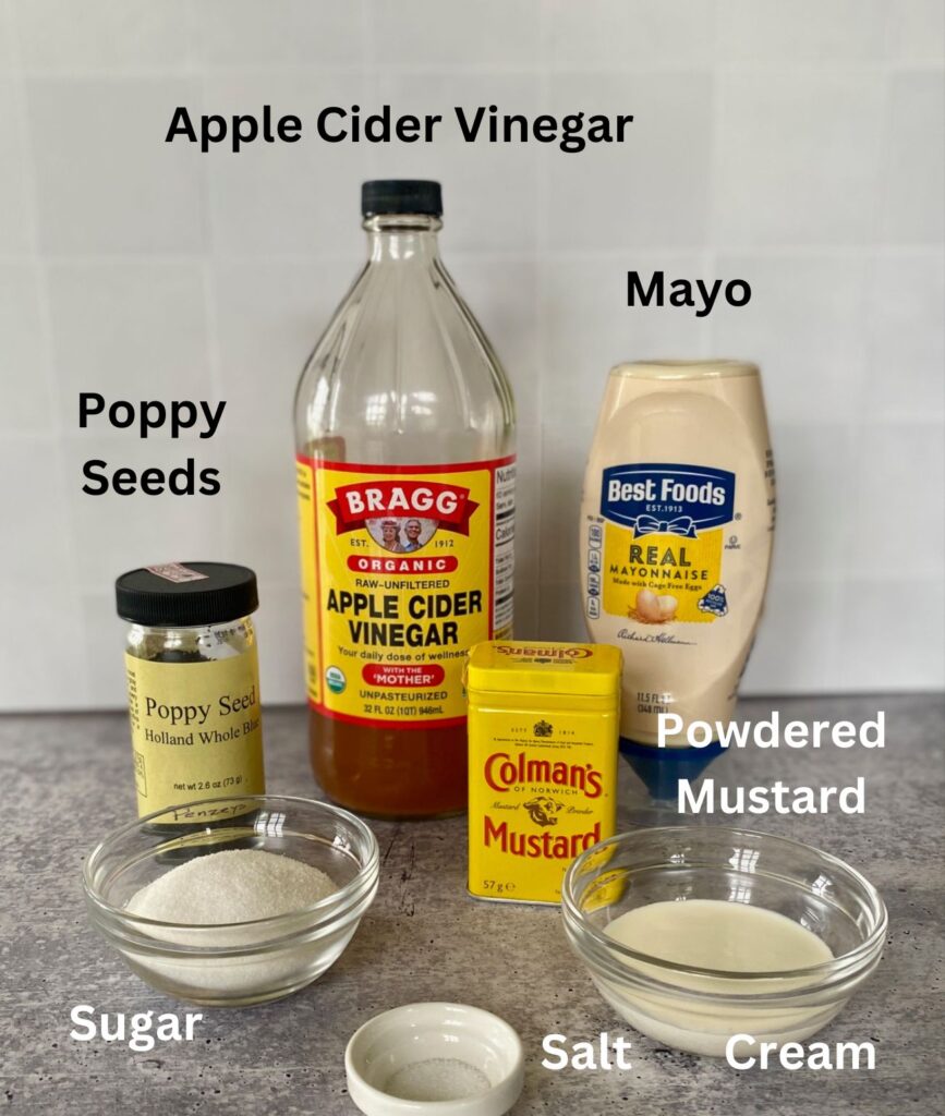 Poppy Seed Dressing Ingredients labeled
