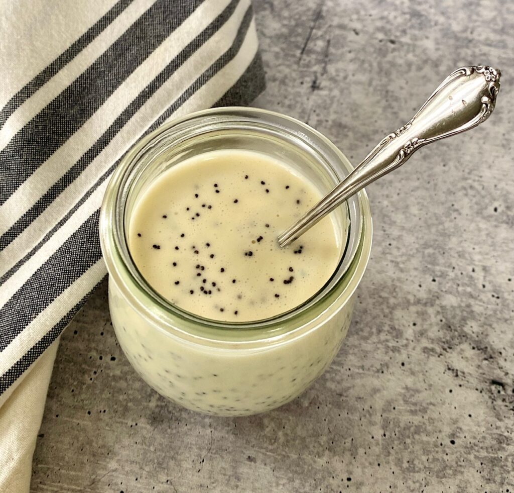 jar of creamy poppyseed dressing