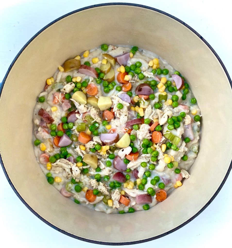 vegetables and sauce in a pot