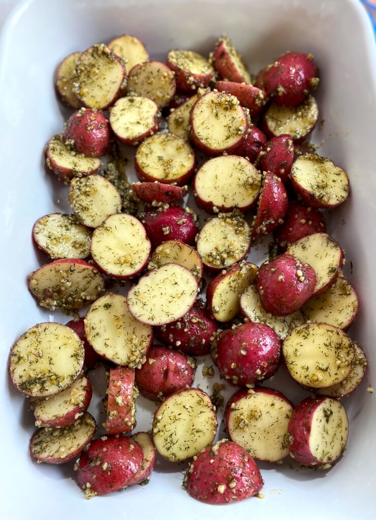 Red potatoes ready to cook