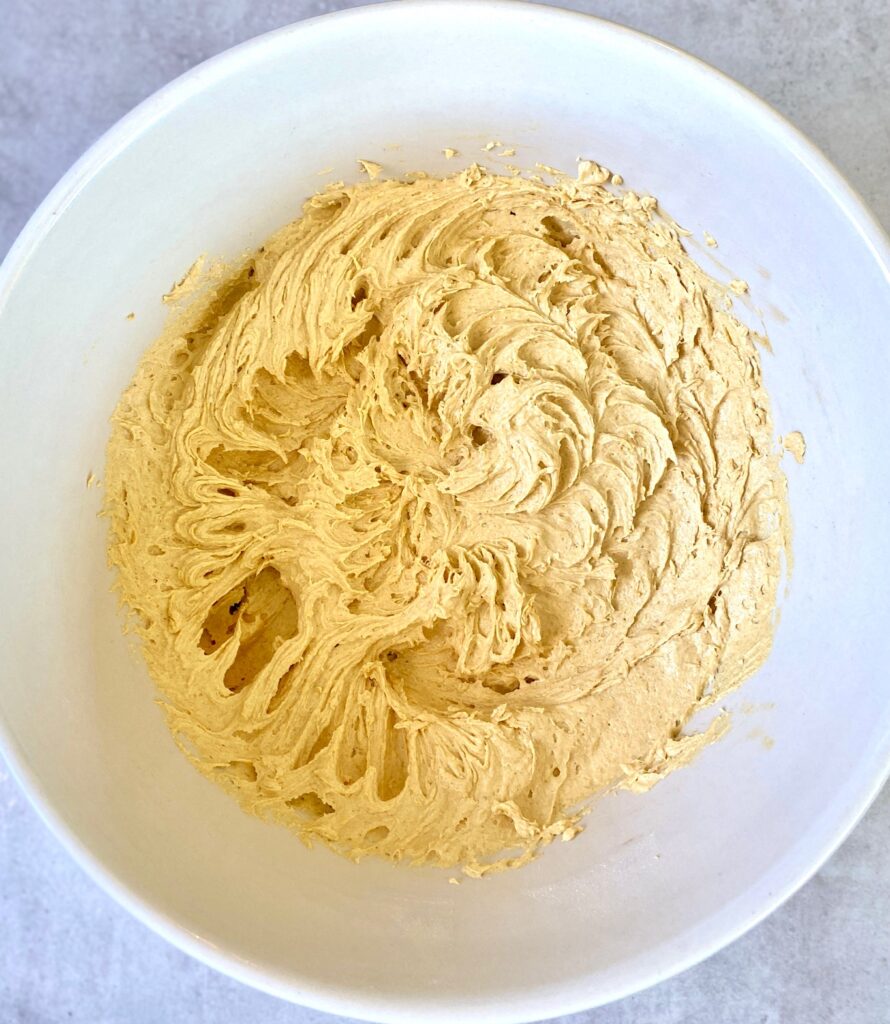 pumpkin cookie dough mixture in a bowl