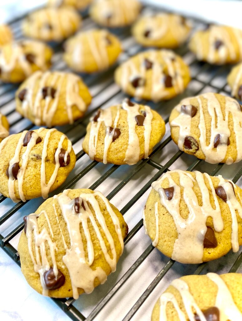 pumpkin cookies on a rack