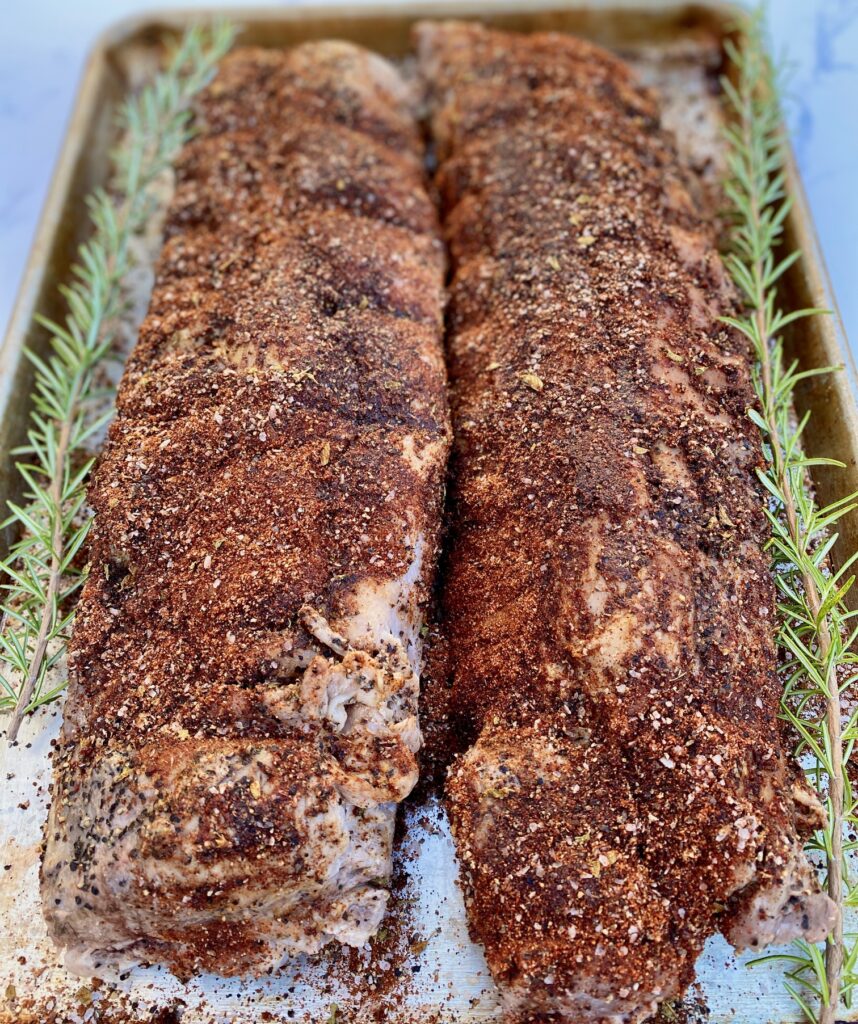 rosemary strips with uncooked ribs