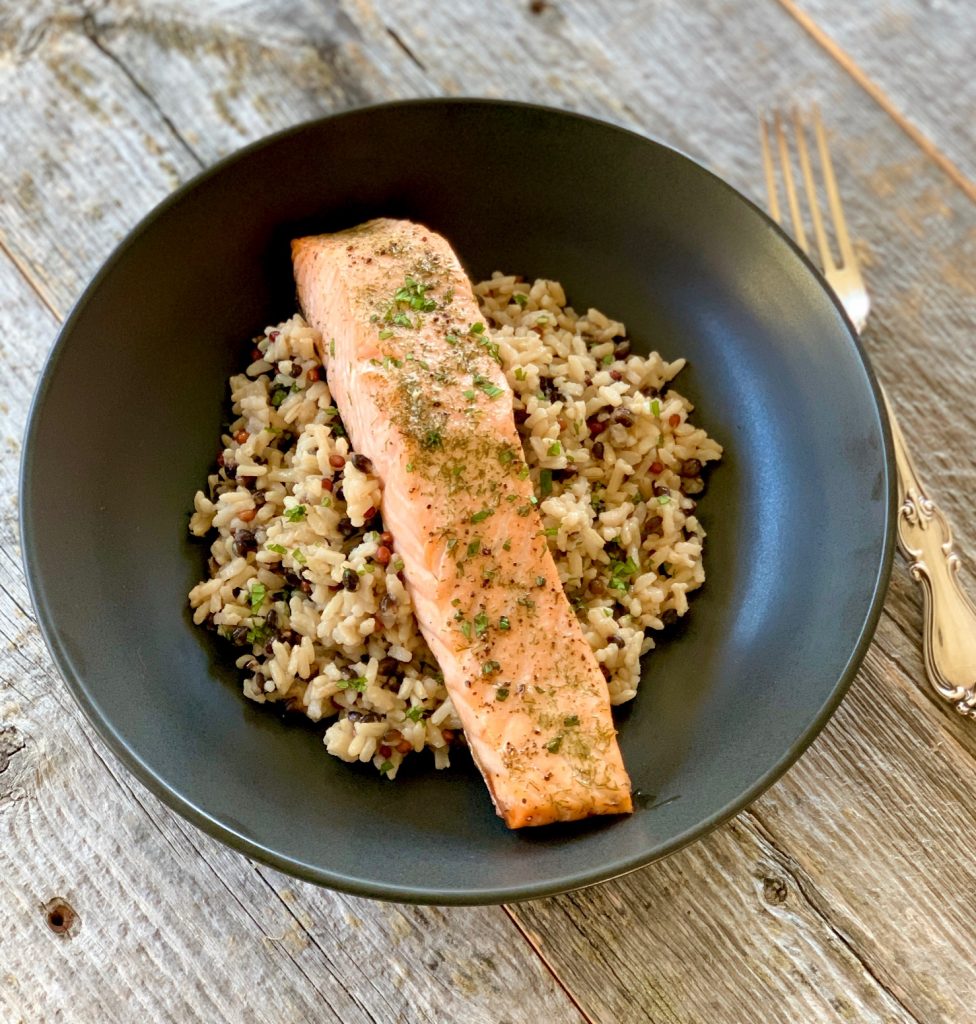 Salmon with fork