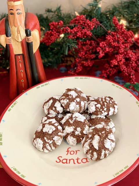 Dark Chocolate Crinkle Cookies for Santa