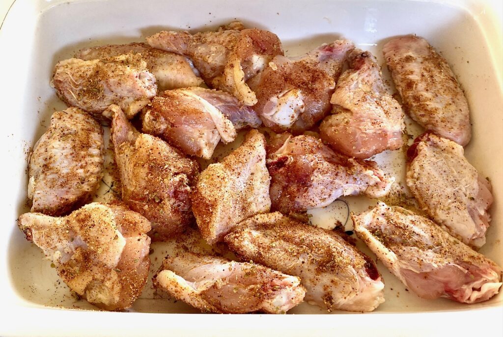 seasoned wings in dish