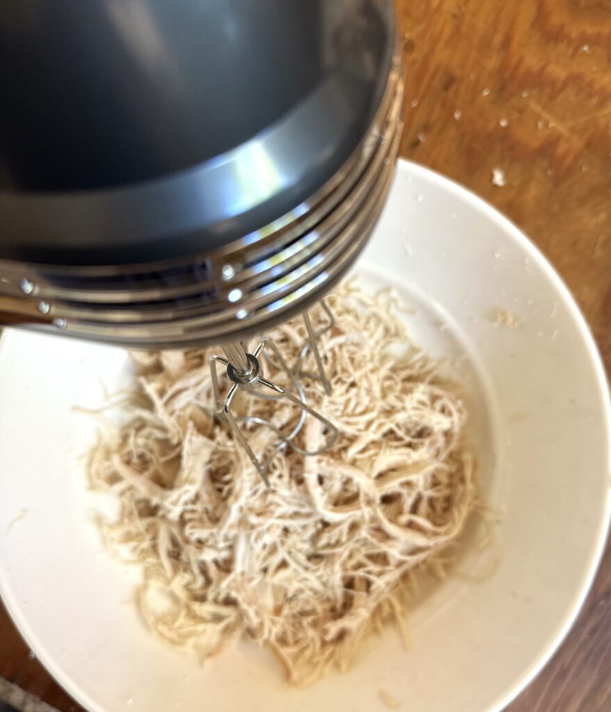 Shredding chicken with a mixer