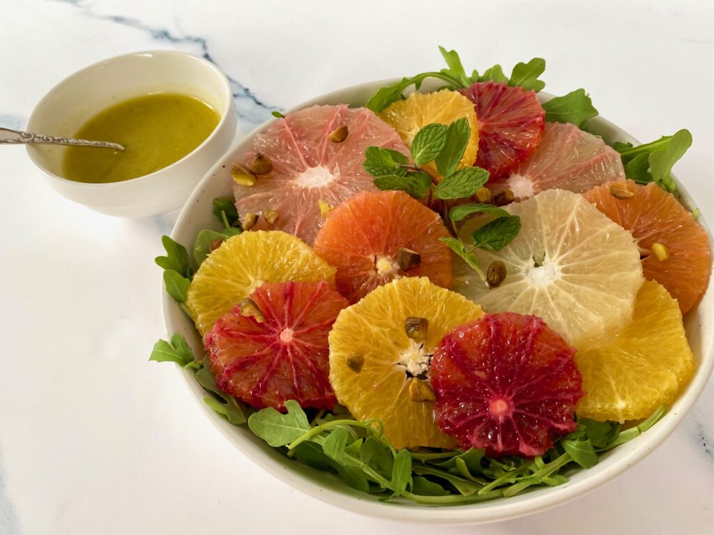 Single bowl of citrus salad