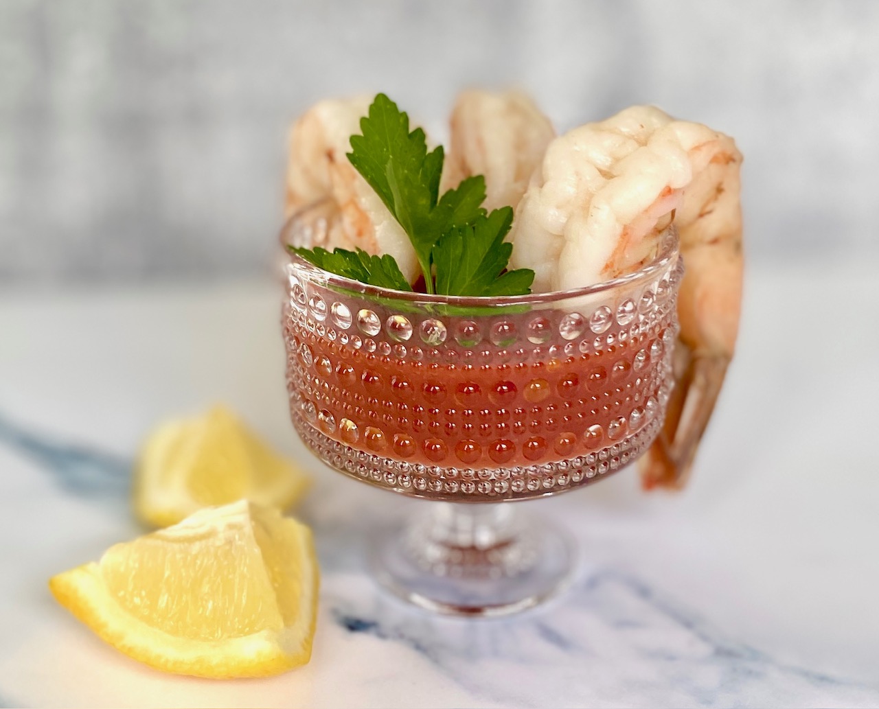 Shrimp Cocktail with lemons