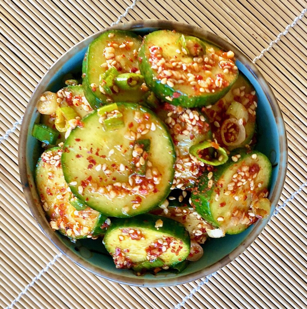 spicy bowl of cucumbers