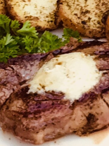 a steak with butter