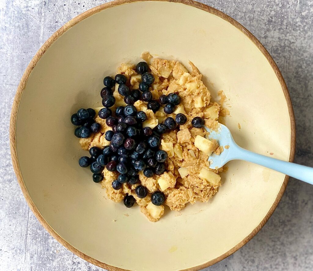 bread batter with blueberries