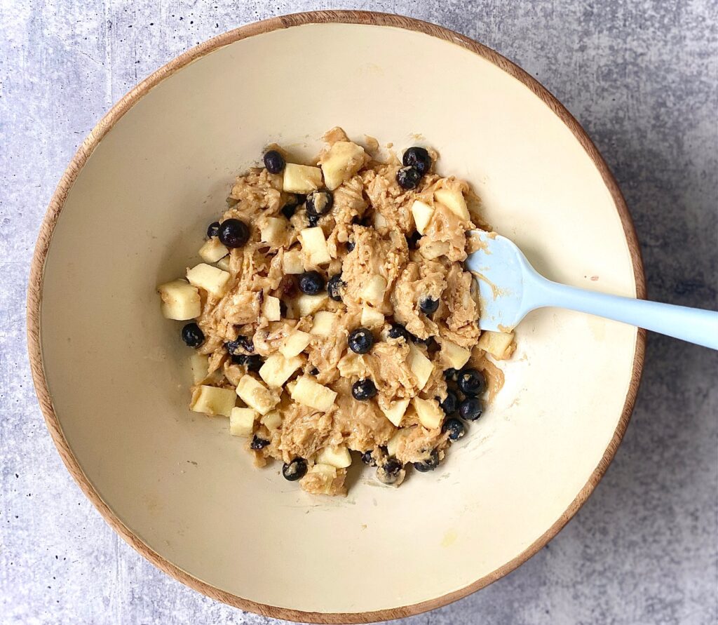 apple blueberry bread batter