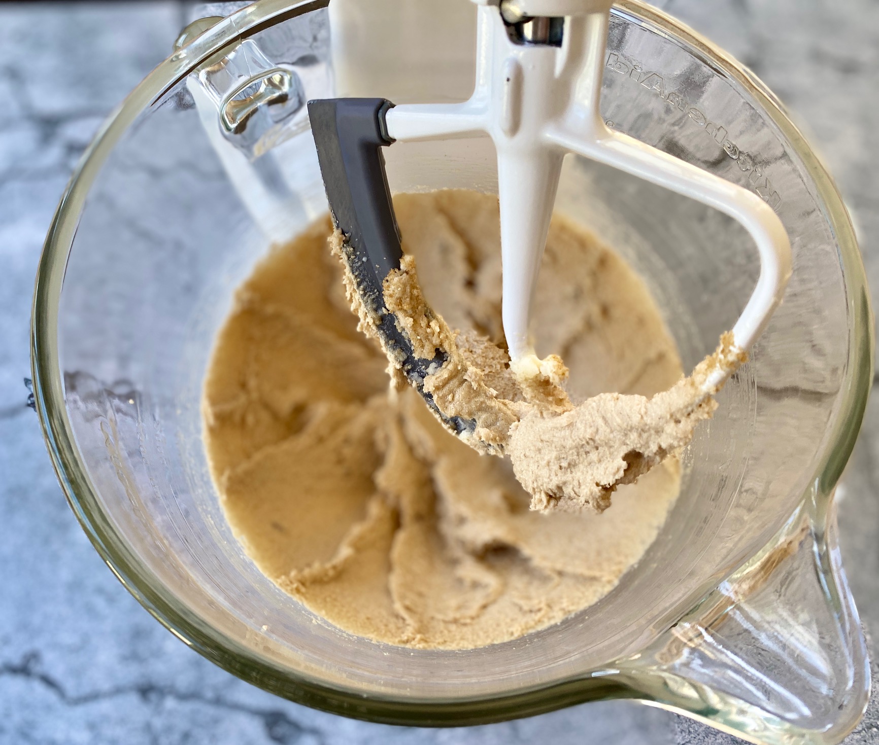 sugar, brown sugar and butter combined