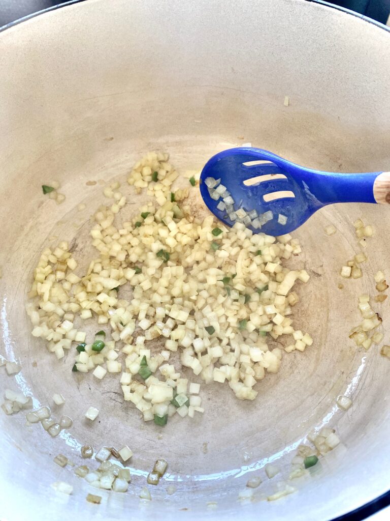 onion and jalapeno cooking