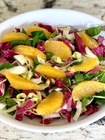 Tricolore Salad with a fork