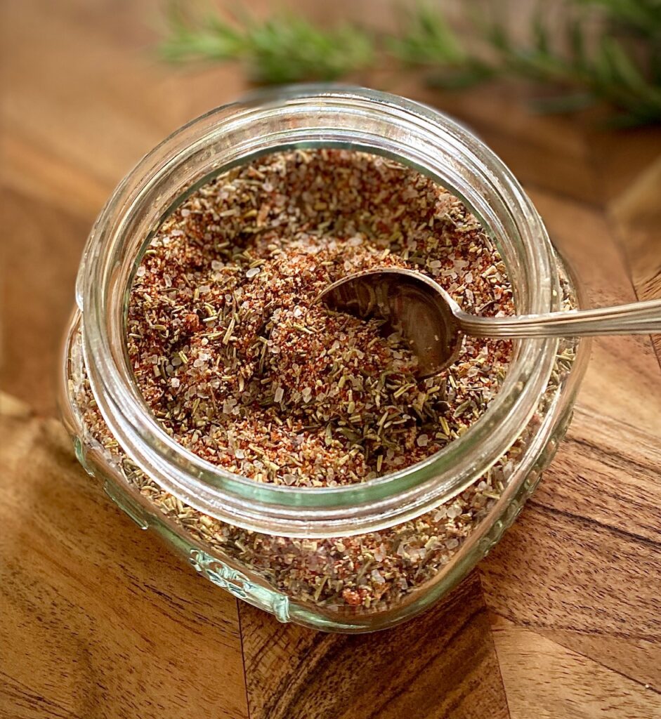 a jar full of spices.