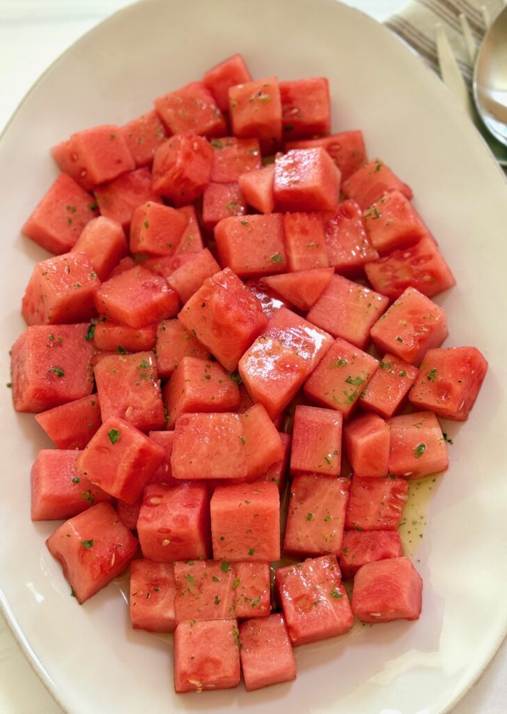 watermelon on white plate