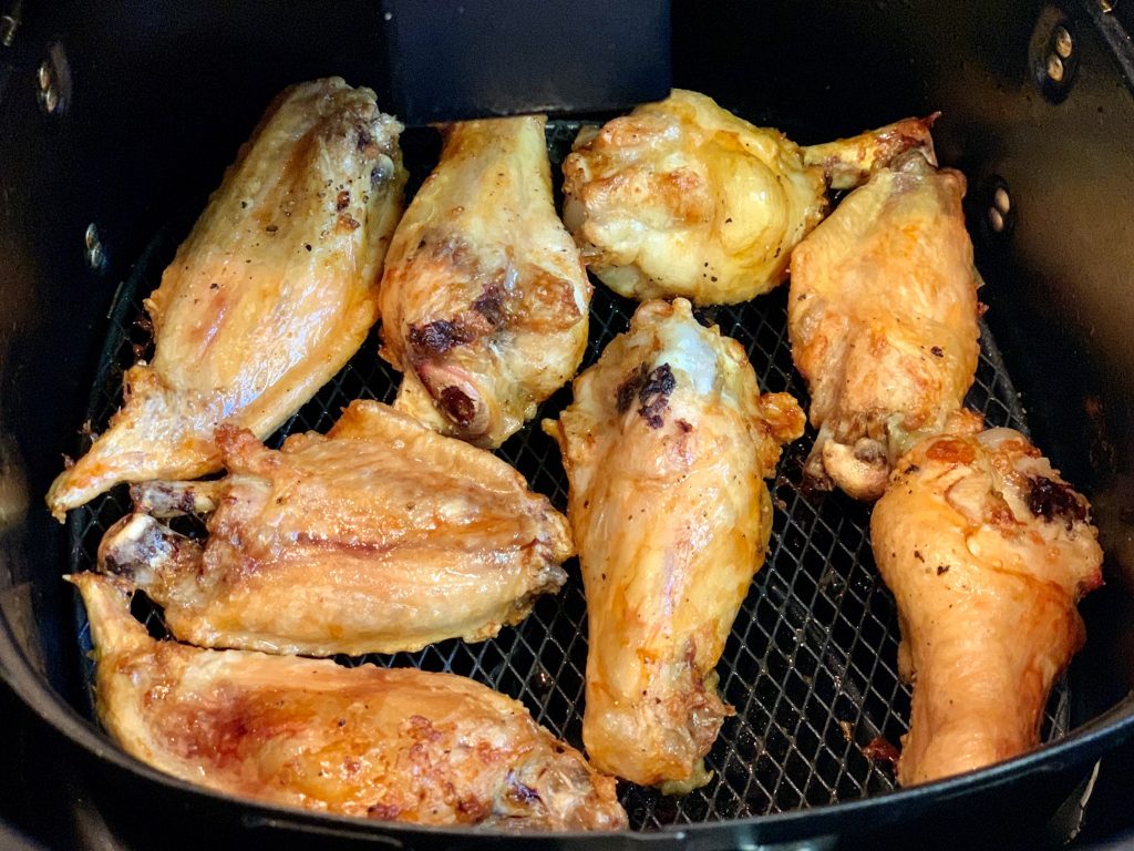 Wings in air fryer basket