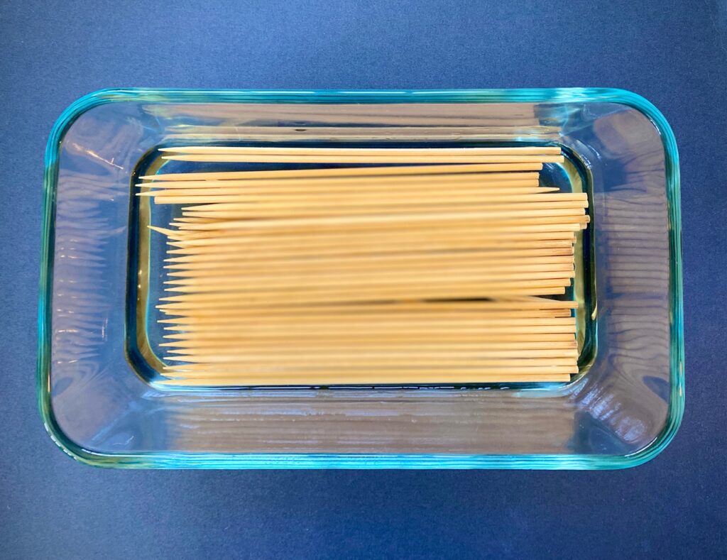wooden skewers soaking