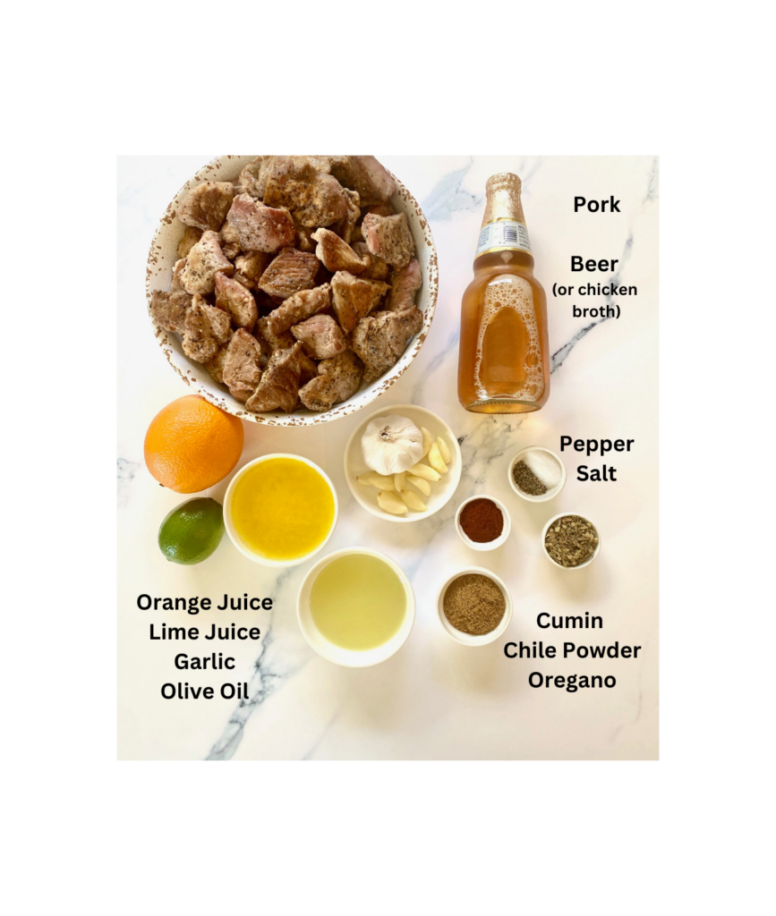 Carnitas Ingredients labeled