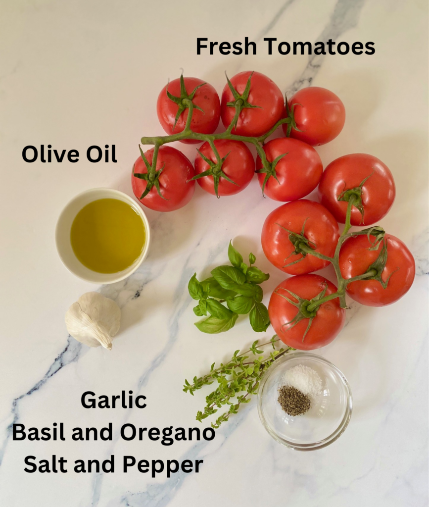 Labeled ingredients for marinara sauce